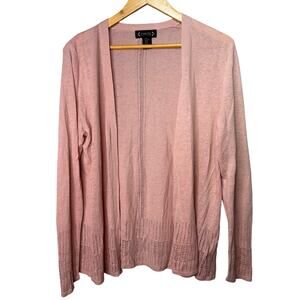 Nanette Lepore Open Front Cardigan Women’s Size XL Linen Blend Crochet Pink